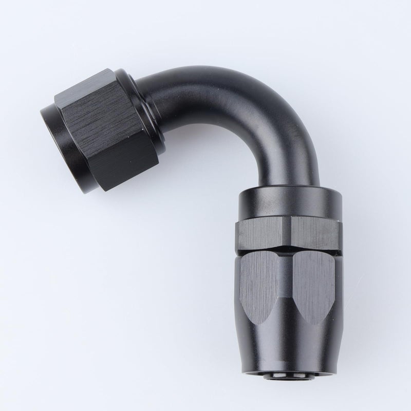 AC PERFORMANCE -8 AN 120 Degree Swivel Hose End Fitting Aluminum Black - Image 1